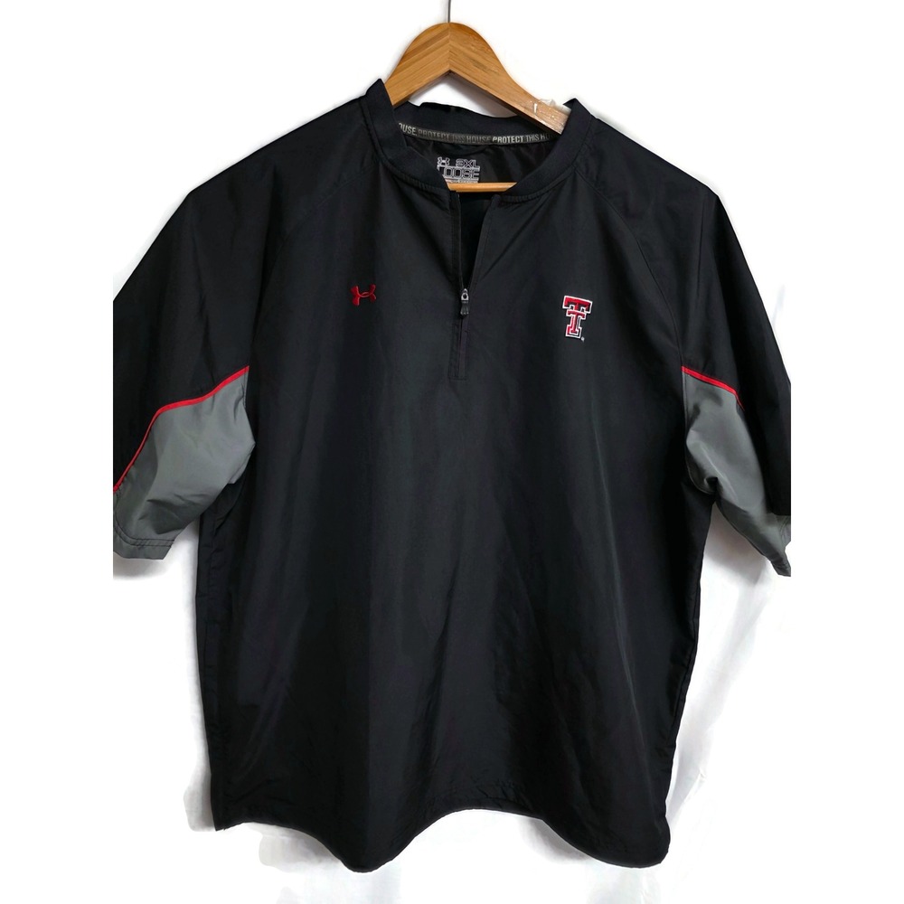 Under Armour Texas Tech Red Raiders Windbreaker Jacket Mens 3XL Black 1/4 Zip